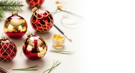Festive Christmas Ornament Crafting, Gold & Red