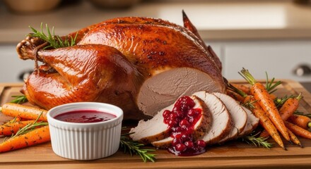 Roasted Turkey Feast with Cranberry Sauce & Vegetables