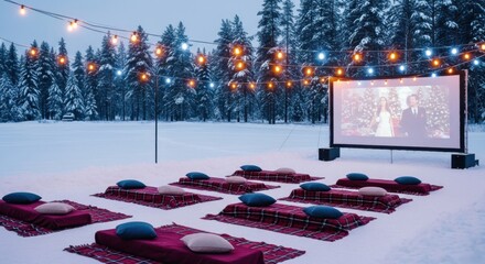 Winter Movie Night Under Festive Lights