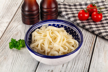 Boiled wheat asian udon noodles