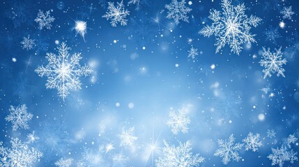 Blue Christmas card with white snowflakes vector illustration EPS10