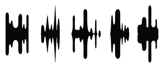 Abstract black sound wave patterns on a white background representing audio visualizers
