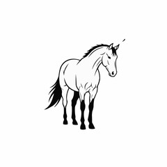 Elegant unicorn illustration standing gracefully with a single horn and flowing mane.