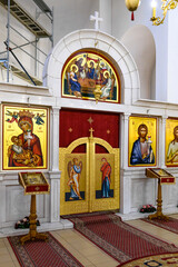 Novi Sad, Serbia - November 15, 2025: Interior of The Orthodox Church of the Ascension of Our Lord in the settlement of Klisa in Novi Sad