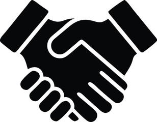 A silhouette handshake solidifies partnership, signifying deal, agreement, or corporate collaboration symbolically on white