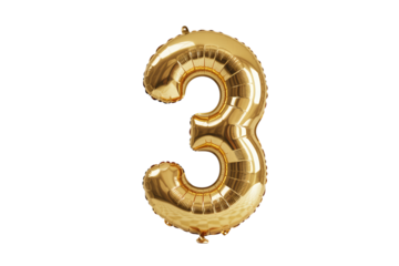 Gold Number 3 Balloon three foil