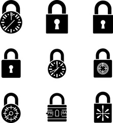 Security Padlock Icon Set Silhouette