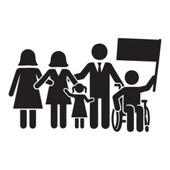 Inclusive group of people holding protest sign — symbol of freedom to assemble, human rights and social justice — ideal for NGOs, campaigns, education and civic engagement content