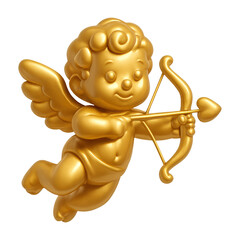 Obraz premium PNG Golden cherub with bow illustration.