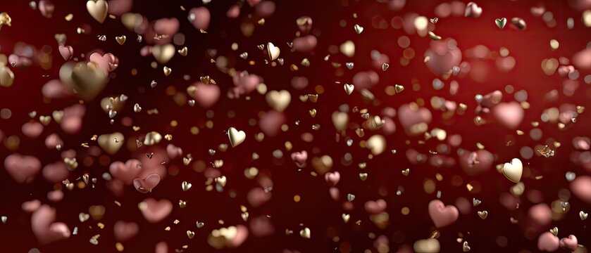 Vibrant red heart bokeh background brings warmth and joy for Valentine's Day celebrations and wedding decorations filled with love and romance