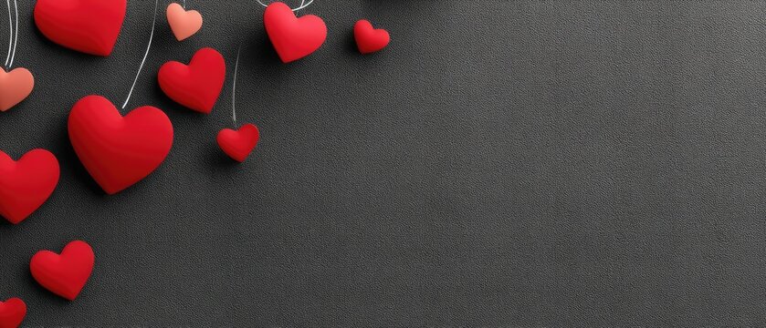 Celebrate love with a rich and vibrant seamless pattern of red hearts on a dark background, perfect for valentine's day decorations and romantic themes