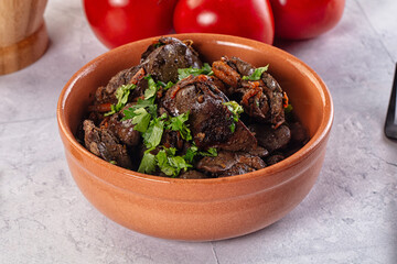 Roasted chicken liver with green onion
