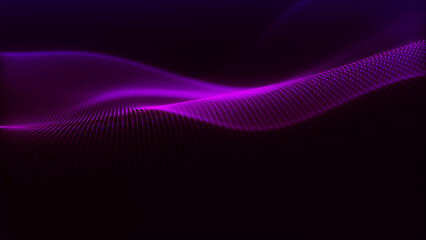 Abstract vector background with a dynamic light wave. Multiple bright dots form smooth waves. The light emanate creates a sense of depth and elegance. Futuristic 3D dot wave.