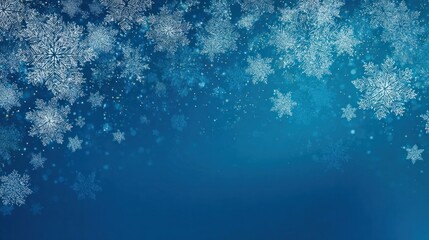Blue holiday background with snowflakes and space for text or logo
