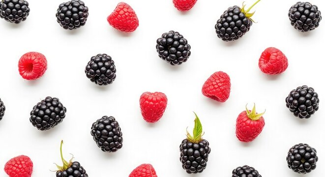 Fresh raspberries and blackberries pattern offering a vibrant healthy eating design