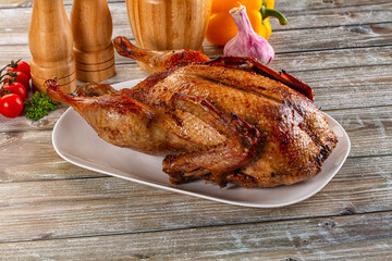 Baked with spices whole duck