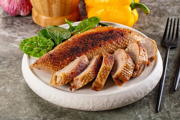 Roasted duck breast with slices