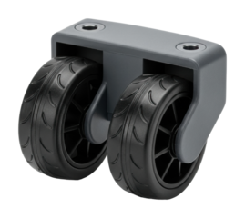 Dual caster wheel assembly workshop product isolated on transparent background