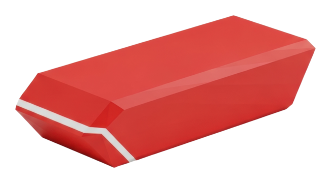 Creative red eraser design office space product minimalist isolated on transparent background