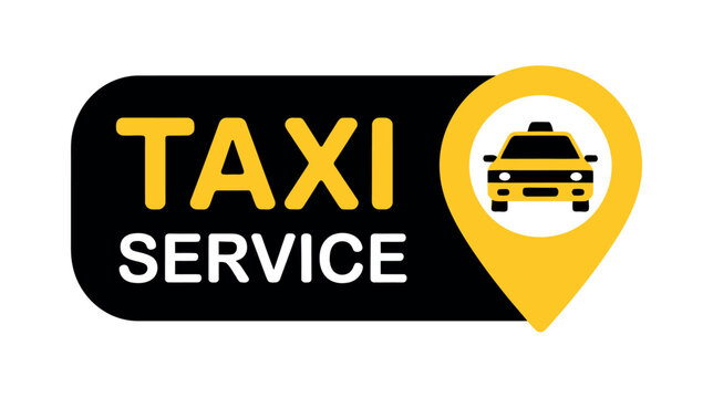 A taxi service logo with a car icon inside a location pin