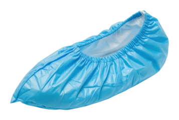 Protective blue shoe covers for clean environments product display isolated on transparent background