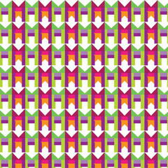 PrinVibrant Multicolor Geometric Tile Pattern Featuring Angular Symmetry, Layered Shapes, and Repeating Abstract Motifs in Bright Pink, Orange, Green, and Purple for Modern Art, Textile, and Decor.