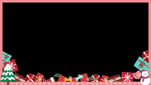 happy merry christmas with bells and gifts