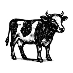 Fototapeta premium PNG Vintage cow illustration silhouette