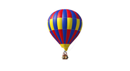 Fototapeta premium Colorful hot air balloon with vertical stripes isolated on transparent background