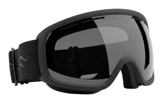 Snowy mountain resort essential skiing goggles for action sports isolated on transparent background