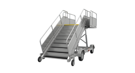 Airport passenger boarding stairs isolated on transparent background for commercial use