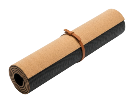 Yoga mat roll home fitness equipment top view isolated on transparent background