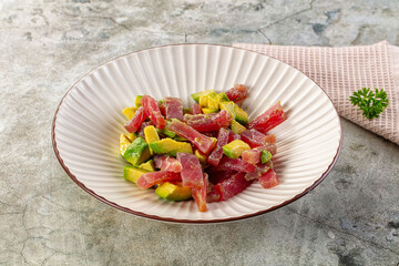 Delicous tuna with avocado salad