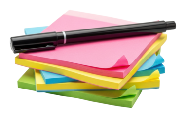 Creative note taking tips office desk bright environment isolated on transparent background