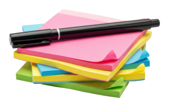 Creative note taking tips office desk bright environment isolated on transparent background