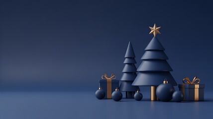 Elegant blue christmas scene