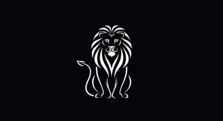 Elegant Lion Silhouette A Symbol of Strength and Pride in Minimalist Design on Dark Background