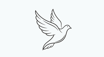 Obraz premium Illustration of a soaring dove, a symbol of peace, freedom, and hope, gracefully flying, with artistic lines