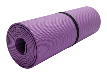 Yoga training routine mat roll home gym fitness equipment isolated on transparent background