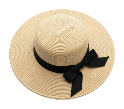 Stylish wide-brimmed hat for summer events fashion isolated on transparent background