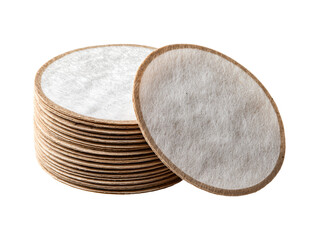 Stack of round coffee paper filters isolated on transparent or white background, png