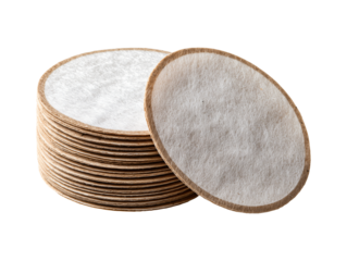 Stack of round coffee paper filters isolated on transparent or white background, png