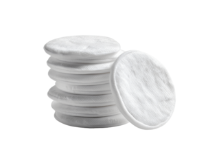 Stack of cotton pads for makeup removal isolated on transparent or white background, png