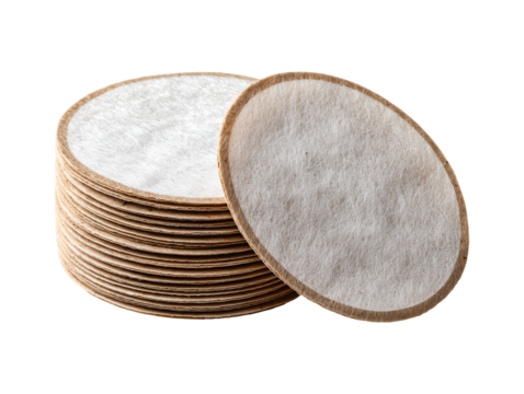 Stack of round coffee paper filters isolated on transparent or white background, png - Powered by Adobe