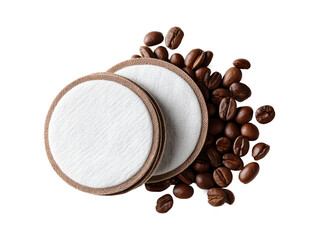 Coffee paper pods with roasted beans isolated on transparent or white background, png