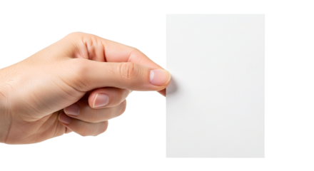 Hand holding a small white rectangular piece of paper