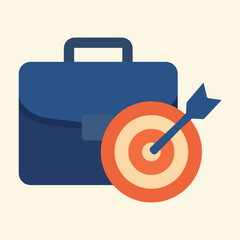 Business Strategy Icon – Briefcase and Target Arrow Vector Illustration