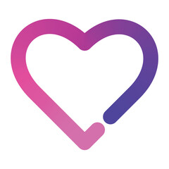 Minimalist Heart Shape Outline Vector Icon with Pink and Purple Gradient