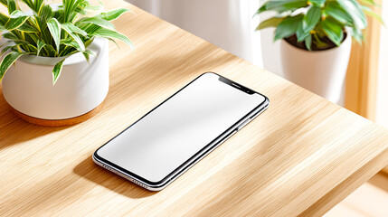 Smartphone Mockups in heller Umgebung, aufgenommen in nat&uuml;rlichem Licht. Neutrale Farben, sanfte Schatten und klarer Fokus auf Ger&auml;t, Oberfl&auml;che und Materialien.