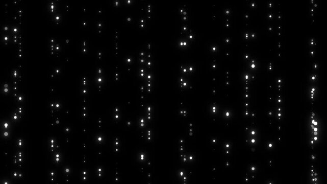 white strings shiny and glittering particles on black background animation, abstract valentine,christmas and new year celebration social media motion background